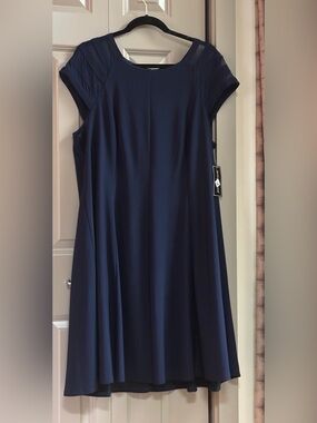 Jessica London Navy Asymmetrical Swing Dress